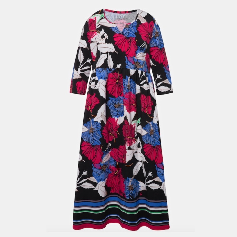 ULLA POPKEN - Bold Border Print Empire A-line Pocket Knit Dress - 20/22